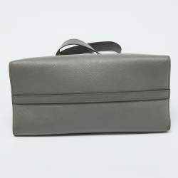 Pre Owned Prada Grey Saffiano Cuir Leather Monochrome Tote