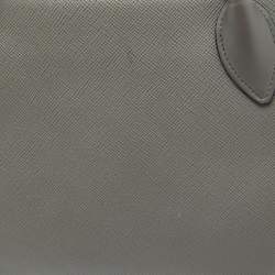Pre Owned Prada Grey Saffiano Cuir Leather Monochrome Tote