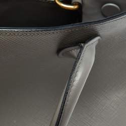 Pre Owned Prada Grey Saffiano Cuir Leather Monochrome Tote