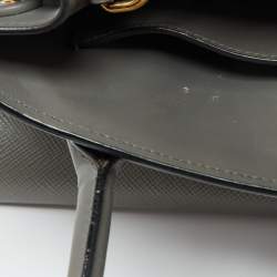 Pre Owned Prada Grey Saffiano Cuir Leather Monochrome Tote