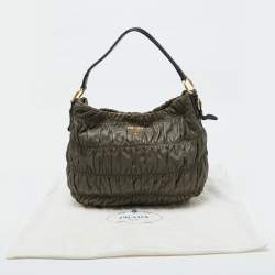 Prada Grey Gaufre Leather Hobo