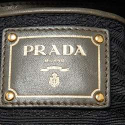 Prada Grey Gaufre Leather Hobo