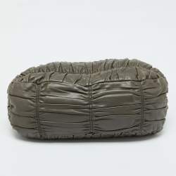 Prada Grey Gaufre Leather Hobo