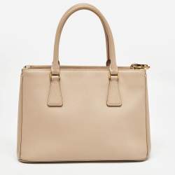 Pre Owned Prada Beige Saffiano Lux Leather Small Galleria Tote