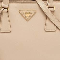 Pre Owned Prada Beige Saffiano Lux Leather Small Galleria Tote