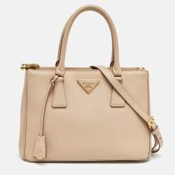 Pre Owned Prada Beige Saffiano Lux Leather Small Galleria Tote