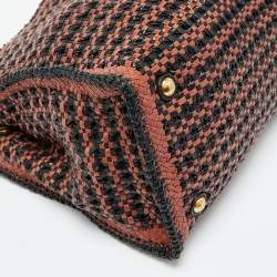 Pre Owned Prada Black/Brown Woven Leather Madras Tote