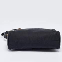 Pre Owned Prada Black Tessuto Nylon and Saffiano Leather Shoulder Bag