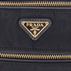 Pre Owned Prada Black Tessuto Nylon and Saffiano Leather Shoulder Bag