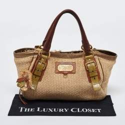 Prada Multicolor Woven Raffia and Leather Tote