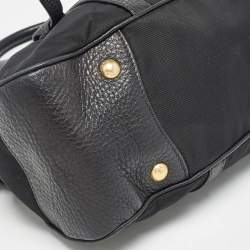Prada Black Nylon and Leather Top Zip Satchel