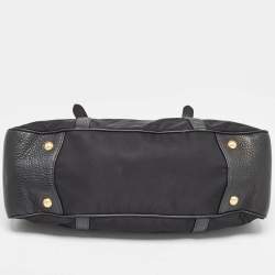 Prada Black Nylon and Leather Top Zip Satchel