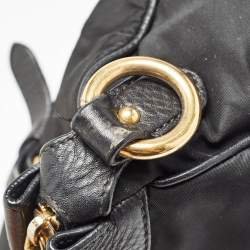 Prada Black Nylon and Leather Top Zip Satchel