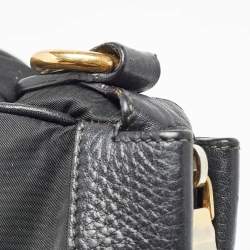 Prada Black Nylon and Leather Top Zip Satchel