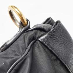 Prada Black Nylon and Leather Top Zip Satchel