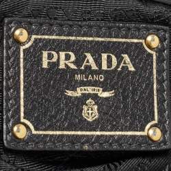Prada Black Nylon and Leather Top Zip Satchel