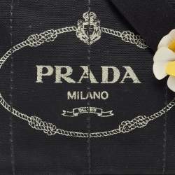 Prada Black/White Canvas Small Canapa Logo Tote