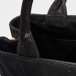 Prada Black/White Canvas Small Canapa Logo Tote