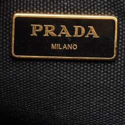 Prada Black/White Canvas Small Canapa Logo Tote