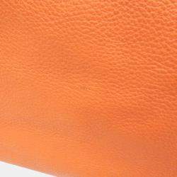 Prada Orange Leather Logo Embossed Duffel Bag