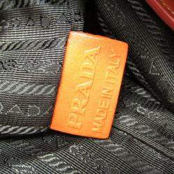 Prada Orange Leather Logo Embossed Duffel Bag