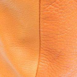 Prada Orange Leather Logo Embossed Duffel Bag