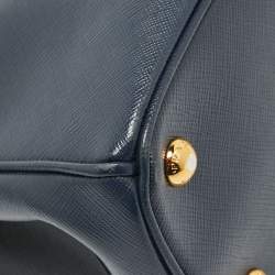 Pre Owned Prada Navy Blue Saffiano Lux Leather Small Double Zip Tote