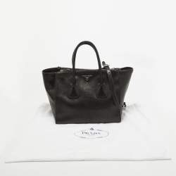 Pre Owned Prada Black Leather Twin Pocket Double Handle Tote