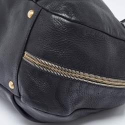 Prada Black Vitello Daino Leather Side Zip Hobo