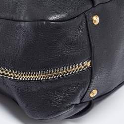 Prada Black Vitello Daino Leather Side Zip Hobo