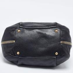 Prada Black Vitello Daino Leather Side Zip Hobo