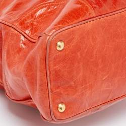 Prada Orange Vitello Shine Leather Snap Tote