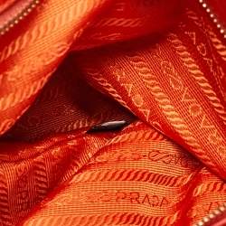 Prada Orange Vitello Shine Leather Snap Tote
