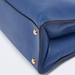 مملوكة مسبقًا Prada Blue Saffiano Cuir Leather Triple Pocket Tote