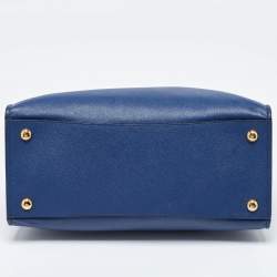 مملوكة مسبقًا Prada Blue Saffiano Cuir Leather Triple Pocket Tote