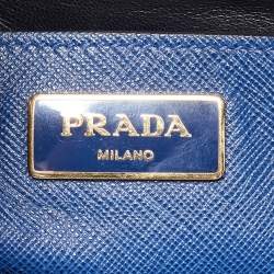 مملوكة مسبقًا Prada Blue Saffiano Cuir Leather Triple Pocket Tote