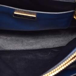 مملوكة مسبقًا Prada Blue Saffiano Cuir Leather Triple Pocket Tote