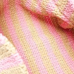 Pre Owned Prada Pink/Beige Stripe Raffia Logo Tote