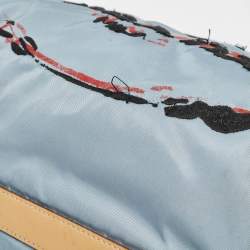 Prada Light Blue/Beige Tessuto Nylon and Leather Stencil Hobo 