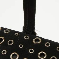 Prada Black Suede Grommet Bauletto Bag