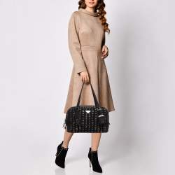 Prada Black Suede Grommet Bauletto Bag