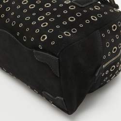 Prada Black Suede Grommet Bauletto Bag