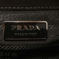 Prada Black Suede Grommet Bauletto Bag
