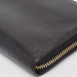 مملوكة مسبقًا Prada Black Saffiano Lux Leather Zip Continental Wallet