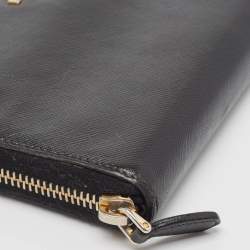 مملوكة مسبقًا Prada Black Saffiano Lux Leather Zip Continental Wallet