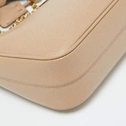 Prada Beige Saffiano Lux Leather Re-Edition 2005 Baguette Bag