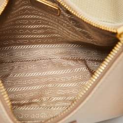 Prada Beige Saffiano Lux Leather Re-Edition 2005 Baguette Bag