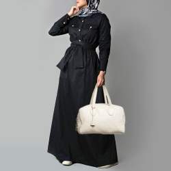 مملوكة مسبقًا Prada Off White Vitello Daino Leather Zip Bowler Bag