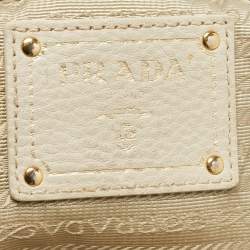 مملوكة مسبقًا Prada Off White Vitello Daino Leather Zip Bowler Bag