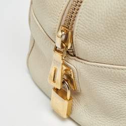 مملوكة مسبقًا Prada Off White Vitello Daino Leather Zip Bowler Bag